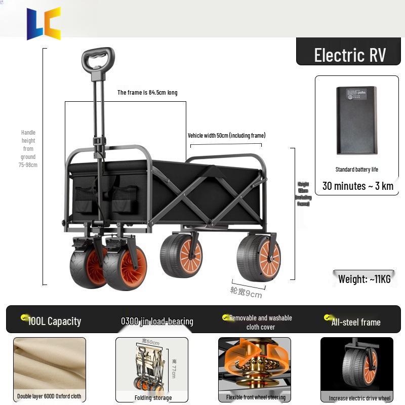 Foldable Electric All-Terrain Camper Trailer with Extended Belt