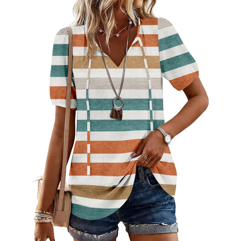 Women's Fashion Casual Striped Print Top