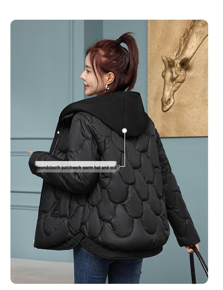 Women's Winter Down Cotton Jacket: Fake Two-Piece Style, Petite, Short, Loose Fit, Korean-Inspired, Bread Coat Design
