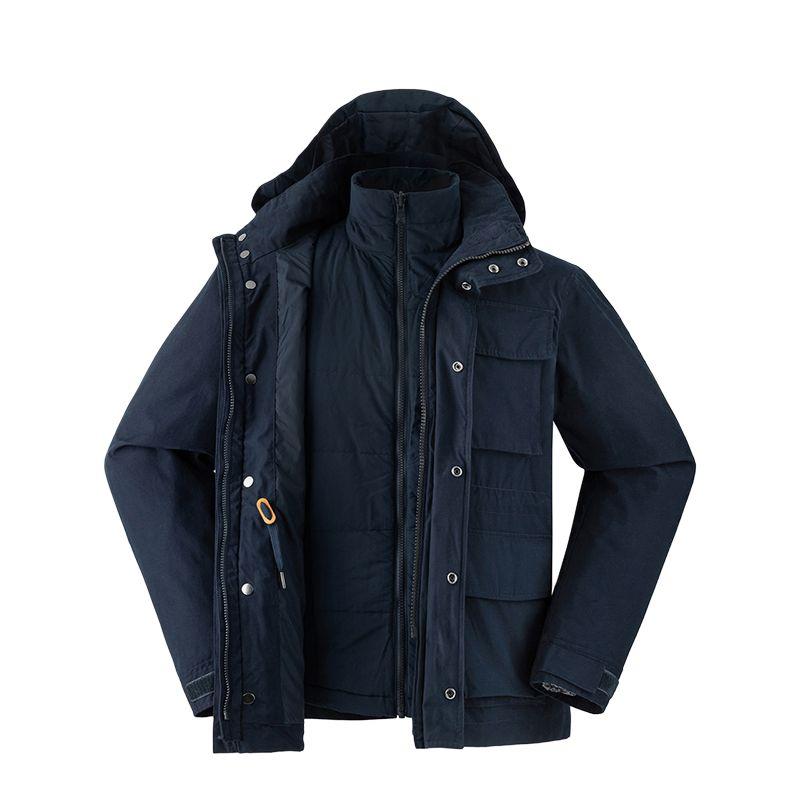 Timberland Veste homme 3 en 1 à capuche, imperméable, coupe-vent, respirante et chaude, bleu saphir foncé A5MBP-433