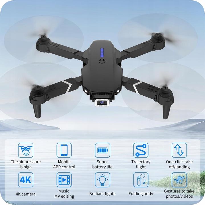 Zdalnie Sterowany Dron E88 Pro Fpv Podwójna Kamera Hd 4K 2 Akumulato