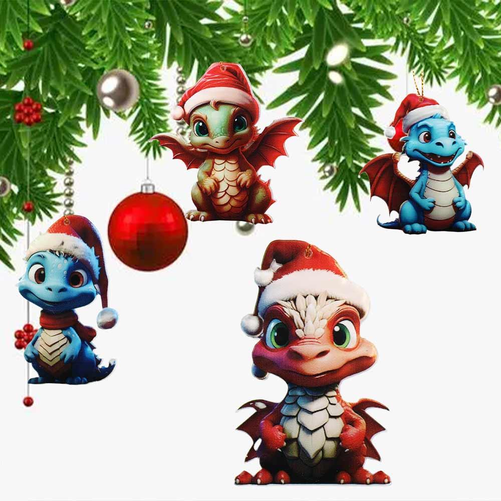 2D Acrylic Dragon Pendant Flying Dragon Xmas Dragon Keychain  Car Pendants