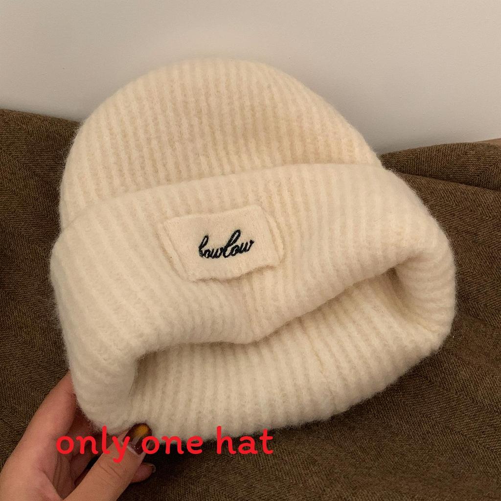 Wool Blend Letter Knitted Hat For Women Winter Cold Weather Warmth