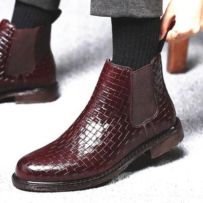 Men'S Braided Print Chelsea Casual Boots Men'S Bright Face High Spring Autumn Men'S Abkle Boots M799