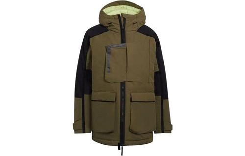adidas Outdoor Casual Sports Zip Hooded Long Sleeve Cotton Jacket XS зелёный