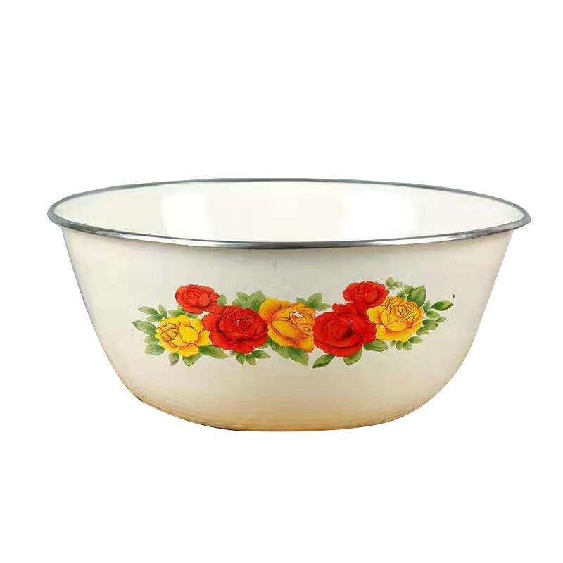 ZISIZ Retro Enamel Soup Basins with Lids - Mushroom Pattern