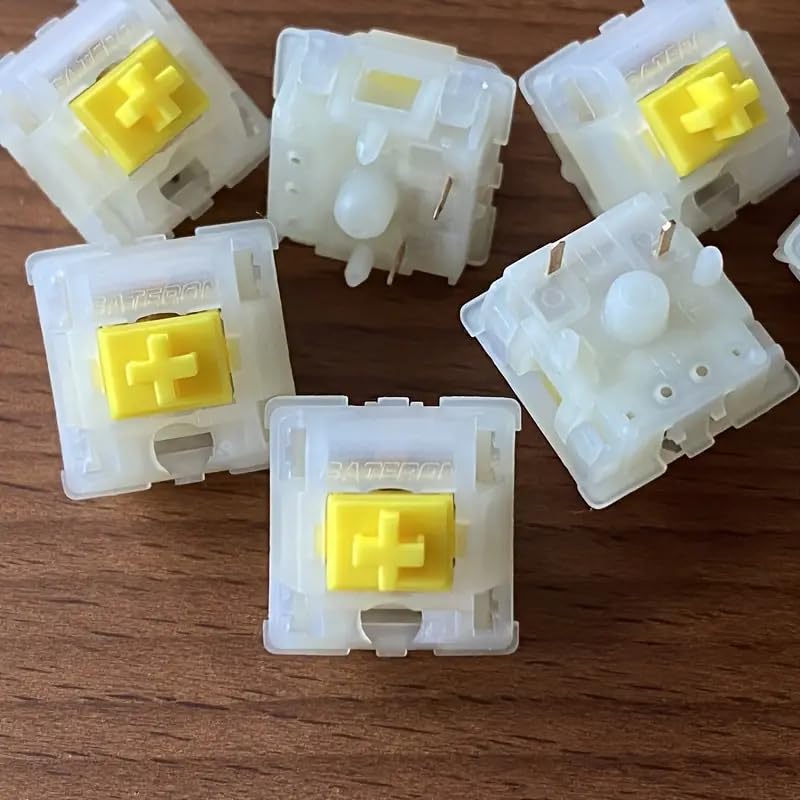 Gateron Milky Yellow Pro Switches, Pre-lubricated, SMD RGB LED, KS-3 5-Pin Switches, Compatible with MX Mechanical Gaming Keyboards (72 Yellow