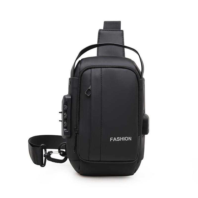 Water-Repellent Chest Bag Men's Crossbody Bag Mobile Phone Bag Commuter Combination Lock Shoulder Bag