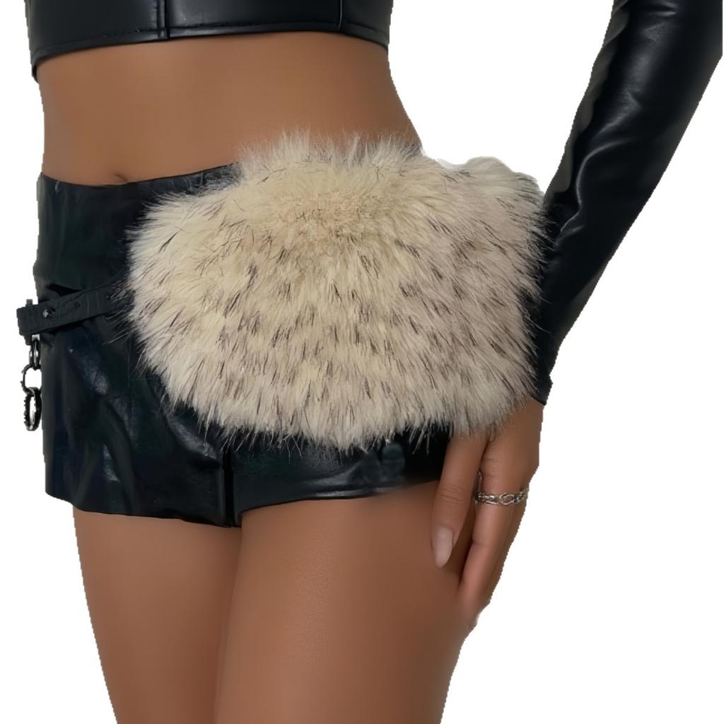 New MAO MAO Retro Faux Fur Waistband and Plush Waistchain