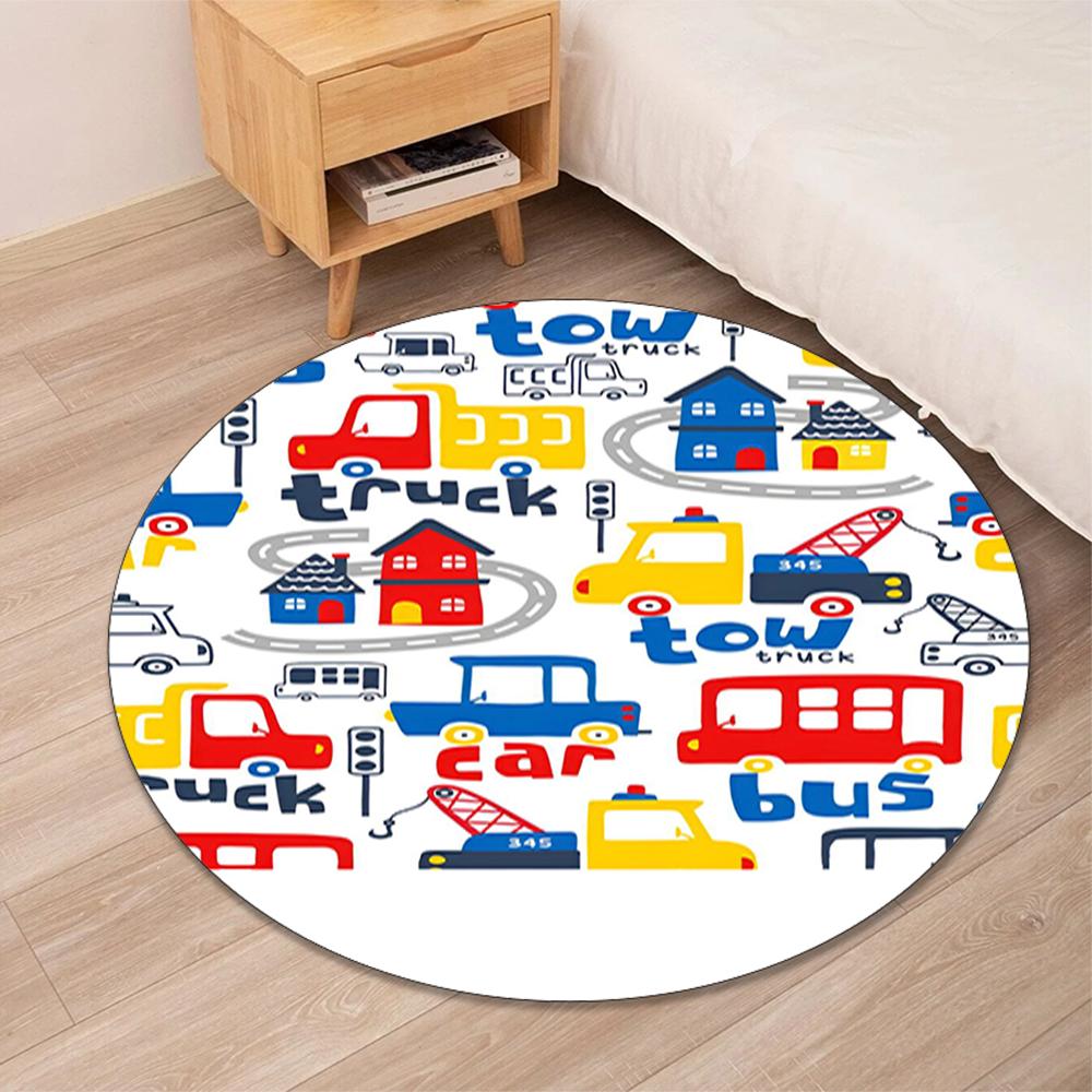 Tappeto Rotondo Stampato Escavatore Tappeto per Sedia Tappeto per Area Tappetini per Ingresso, per Sedia da Ufficio Soggiorno Camera da Letto Cucina.