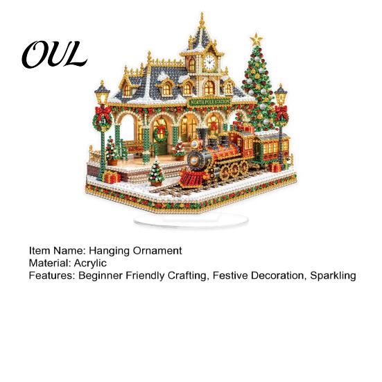 Faux Diamond Art Ornament Kit Christmas Kit, Santa Snowman Hanging DIY Sparkling Ornaments Acrylic Pendant with Rhinestones Craft for Adults, Holiday