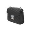 Michael Kors Rose Chain Quilted Silver Buckle Flap Faux Leather Crossbody Bag Medium Women's Black