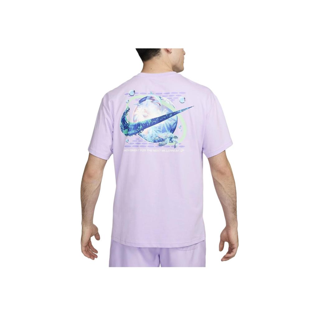 Nike Max90 Logo Crew Neck Повседневный пуловер с коротким рукавом Футболка Мужские топы Туманно-фиолетовый FV4048-511