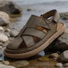 Sandales pour Hommes Respirantes Cuir Creux Bout Fermé Anti-Odeur Nouvelles Semelles Souples Antidérapantes Résistantes à l'Usure Chaussures d'Extérieur pour Plage pour Adolescent