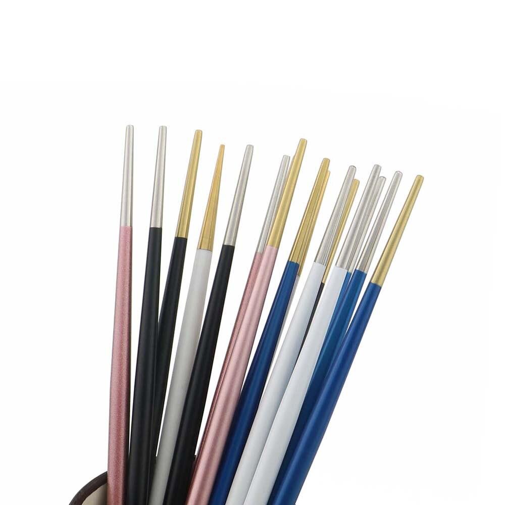 1Pair Reusable Chopsticks Metal Colorful Chopsticks Anti-scalding Tableware 304 Stainless Steel Dinnerware Sushi Food Chopsticks