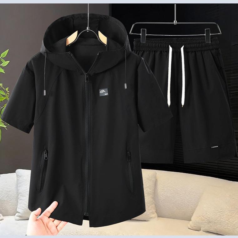 2026 Quick-Dry Men's Summer Set: Loose Hooded T-Shirt & Shorts for Plus-Size, Korean Style
