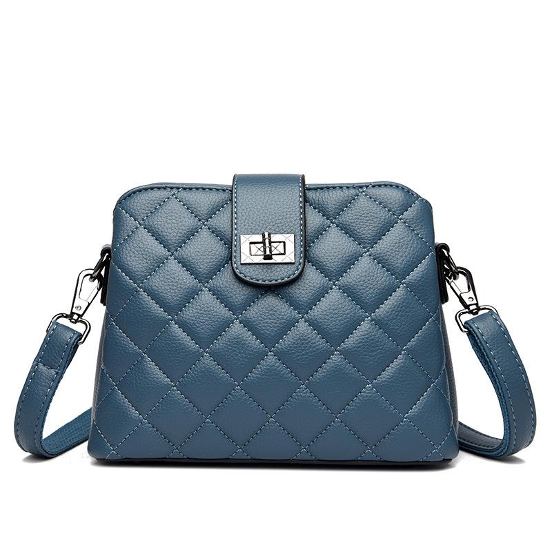 Neue Einfache Koreanischer Stil Modische Diamant Doktor Tasche Rindsleder Vielseitige Ein-Schulter Umhängetasche Große Kapazität Eimertasche