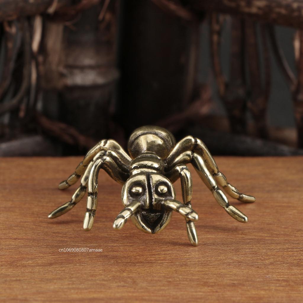 Soild Brass Ant Figurines Miniature Simulation Insect Desk Ornament Table Tea Pets Antique Copper Crafts Home Decors