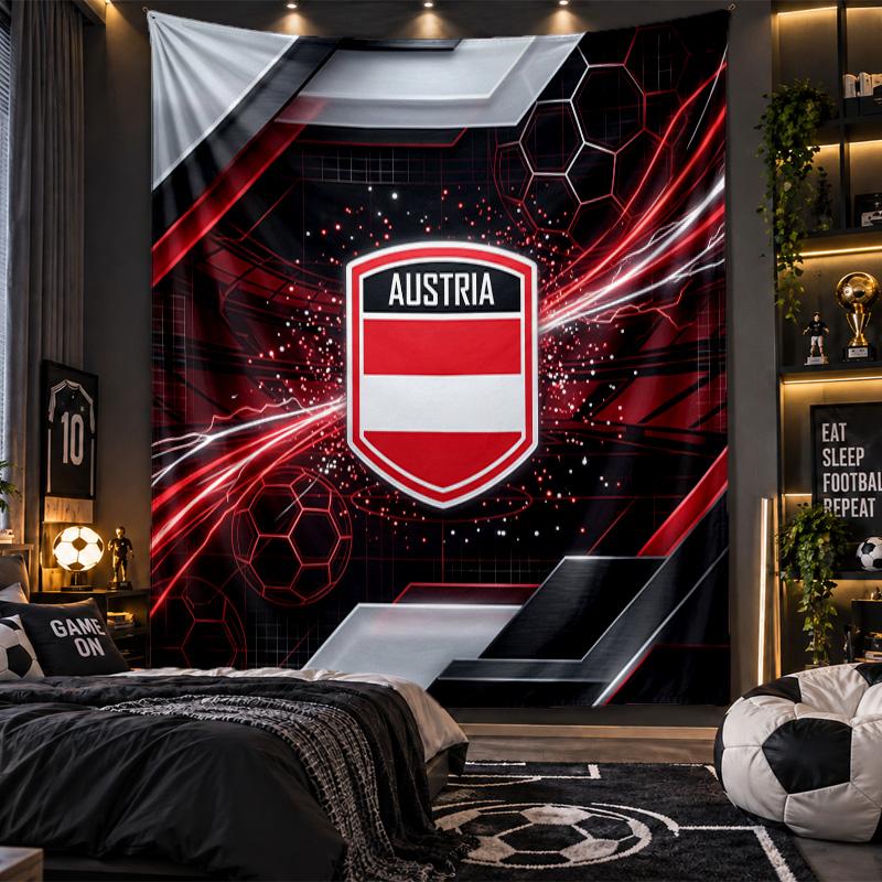 Wall Hanging Tapestry Austria Football Print Cloth for Living Room Bedroom Home Decor