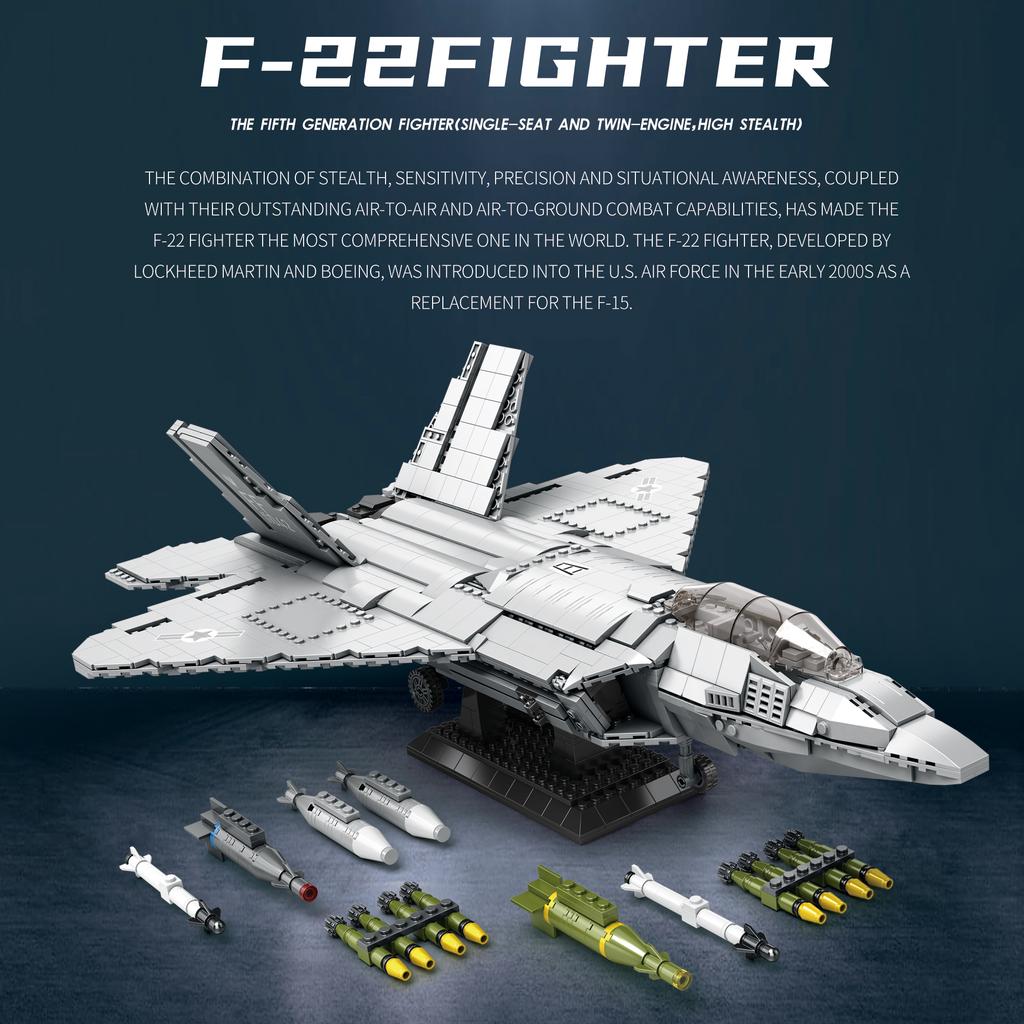 High-Quality Aircraft High-Quality Series High-Quality F22 High-Quality Fighter High-Quality Building High-Quality Blocks Construction set