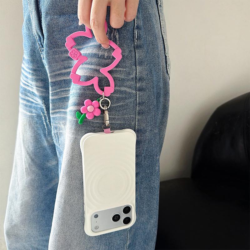 Silicone Cherry Blossom Phone Lanyard Strap Non-Slip 1Pcs Soft Tape Gasket Small Flower for Girls Phone Decoration Use