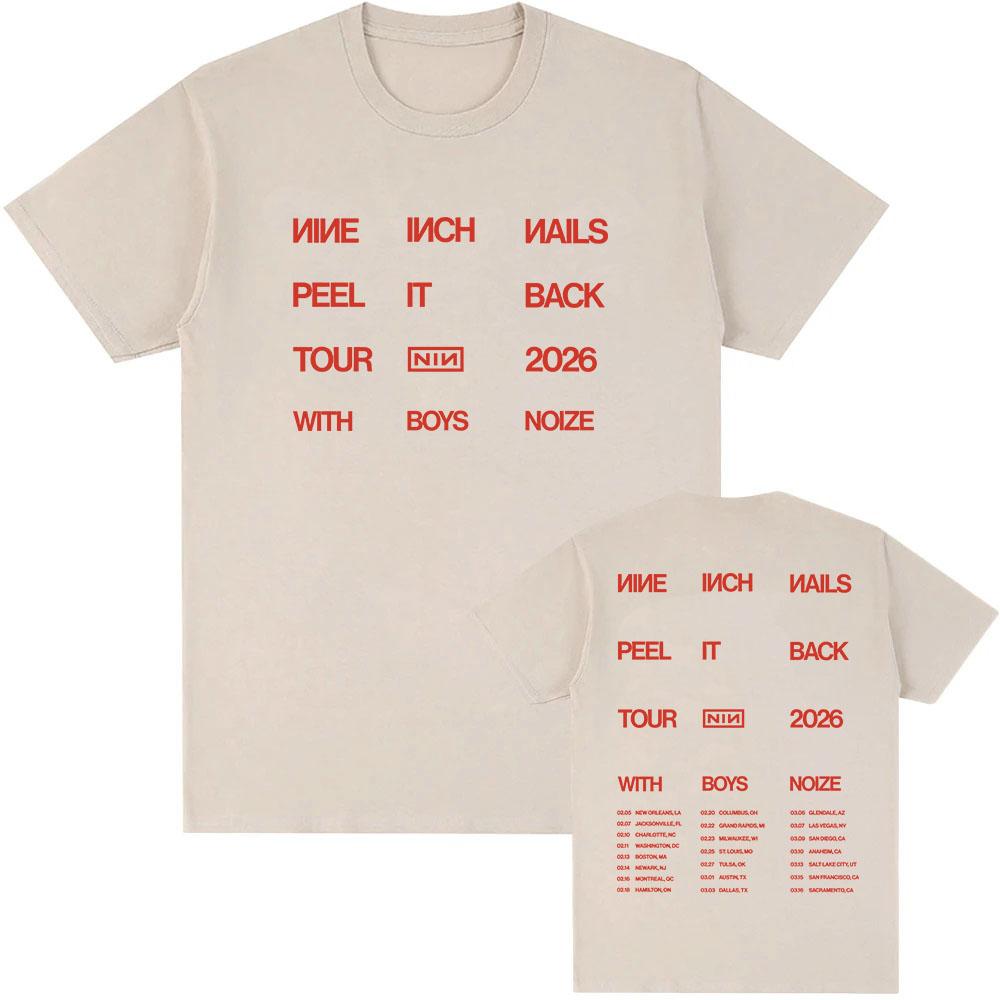 NIN Nine Inch Nails קלף את זה חזרה סיבוב הופעות 2026 חולצת טריקו כותנה שרוול קצר חולצות טריקו להקת רוק סגנון רחוב אופנה חולצת טריקו