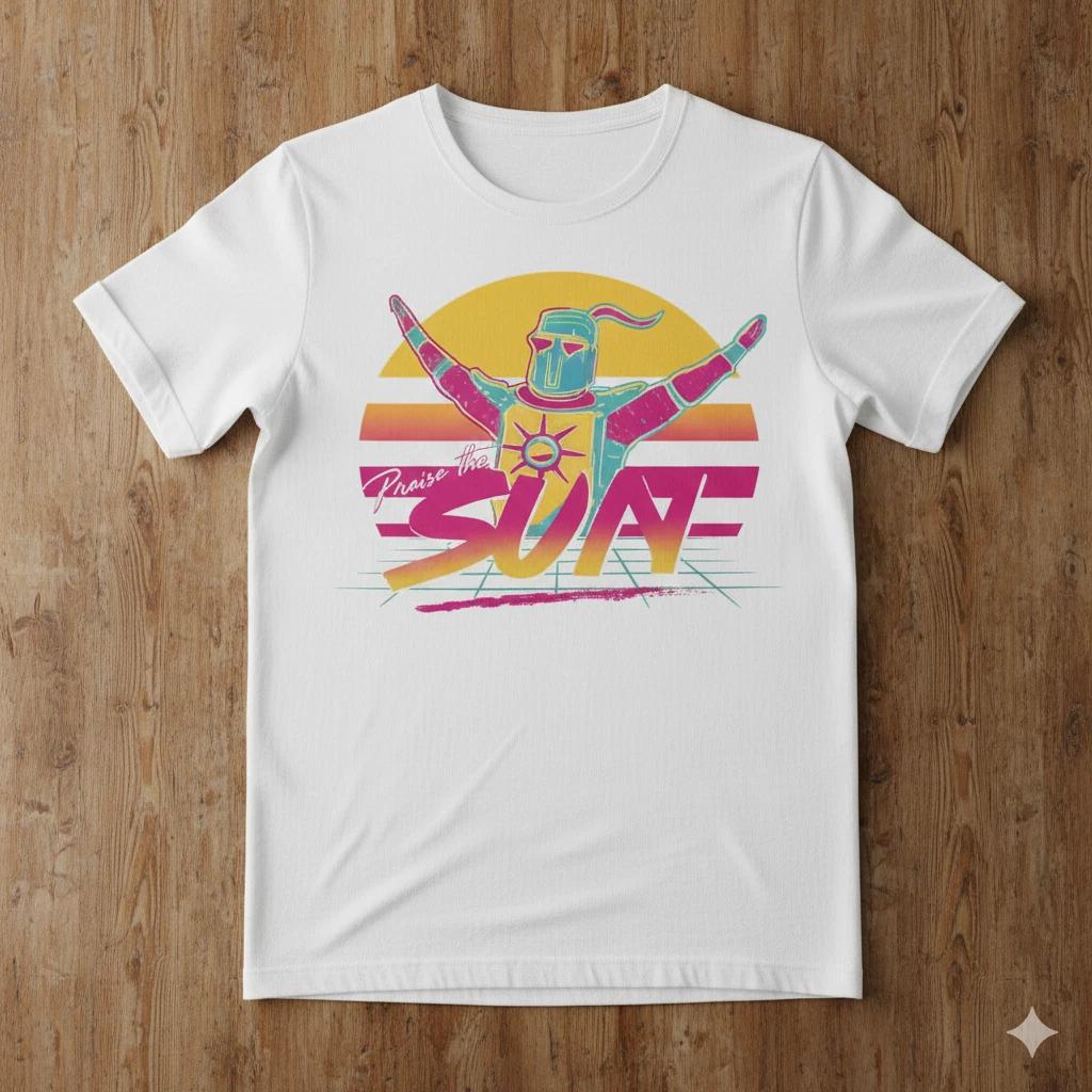 Unisex Adult Retro Praise the S T-Shirt Retro 80s Neon Knight Gamin... XXXL