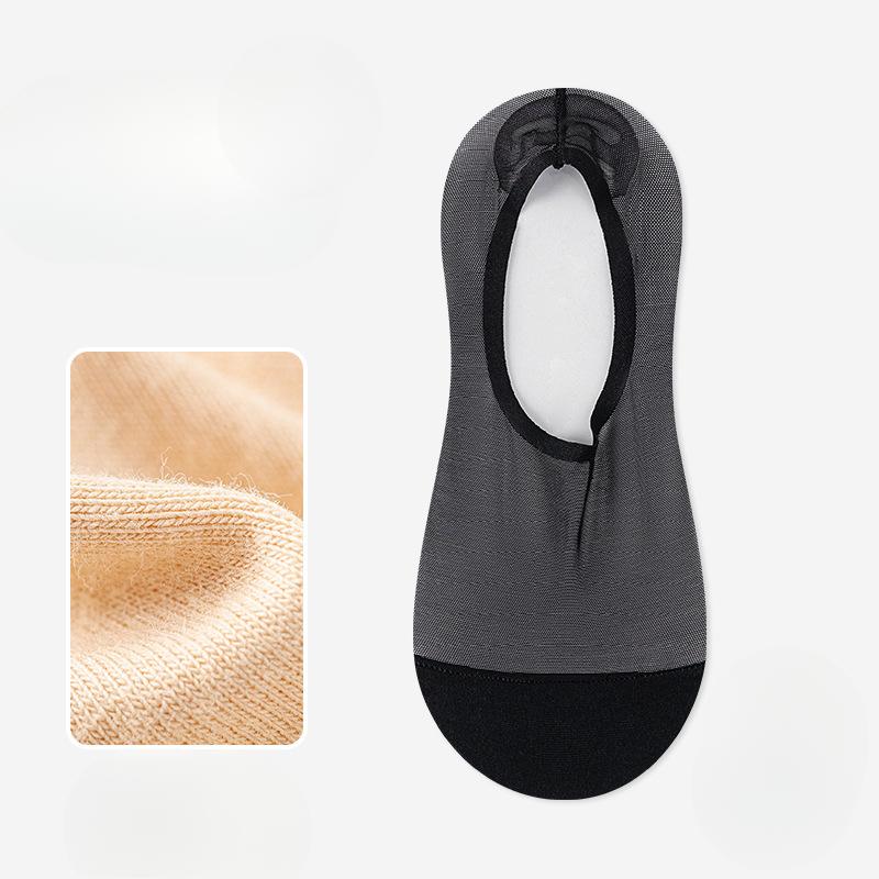 Women's Summer Thin Cotton Socks, Ice Silk Boat Socks, Solid Color, Ice-feel, Shallow Mouth, Invisible Sweat-absorbing and Odor-proof Short Socks