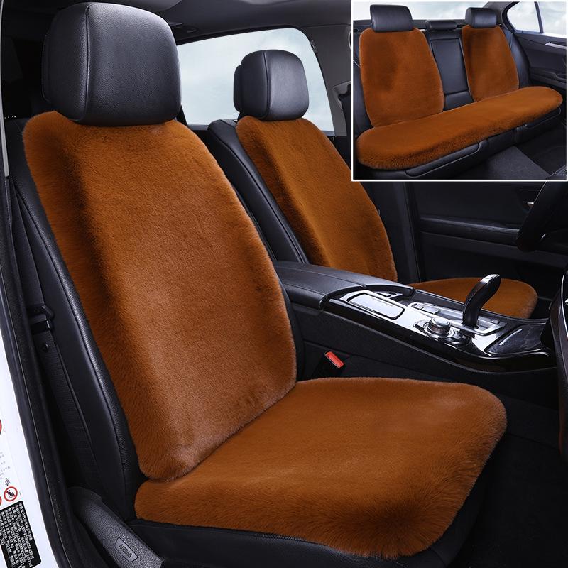 Winter Rabbit Fur Wool Heated Car Seat Cushion - Non-slip, Warm, for Single Seat with Small Waist Support