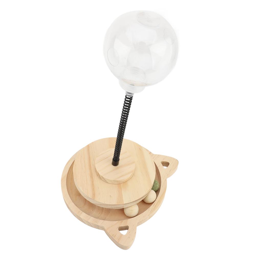 Interactive Cat Feeder Toy Wood Ball Base Reduce Depression Exercise Intelligence Cat Treat