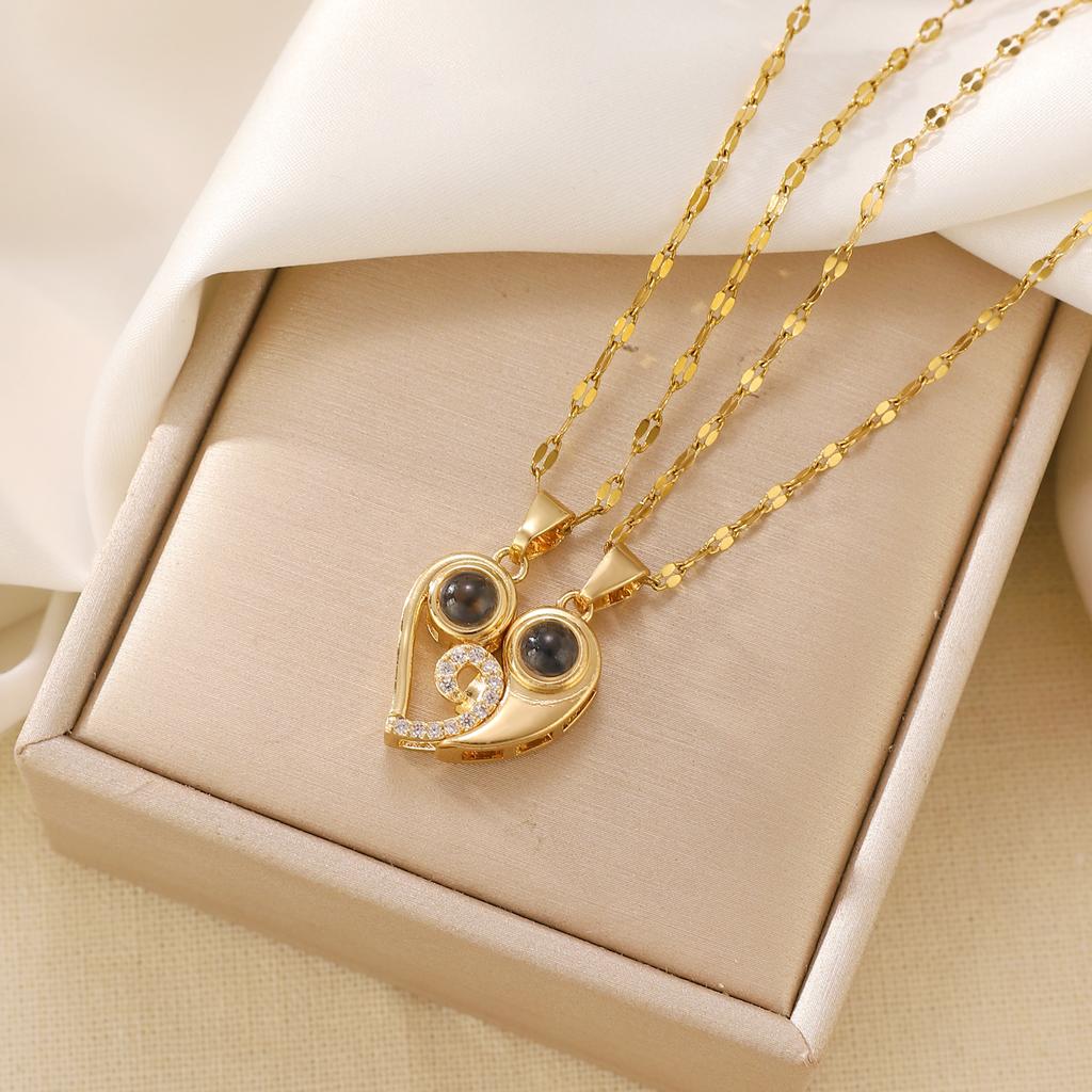 Multi-Tone Mom & Child Pendant Necklace Set, Heart & Family Silhouette Necklaces for Mother's Day