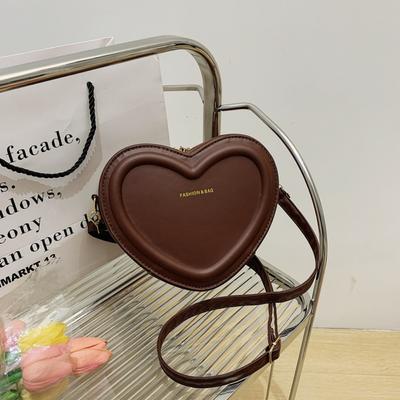 Casual Heart Shape Women Shoulder Bag Pu Leather Red Crossbody Bag Large Capacity Fashion Handbags New Year