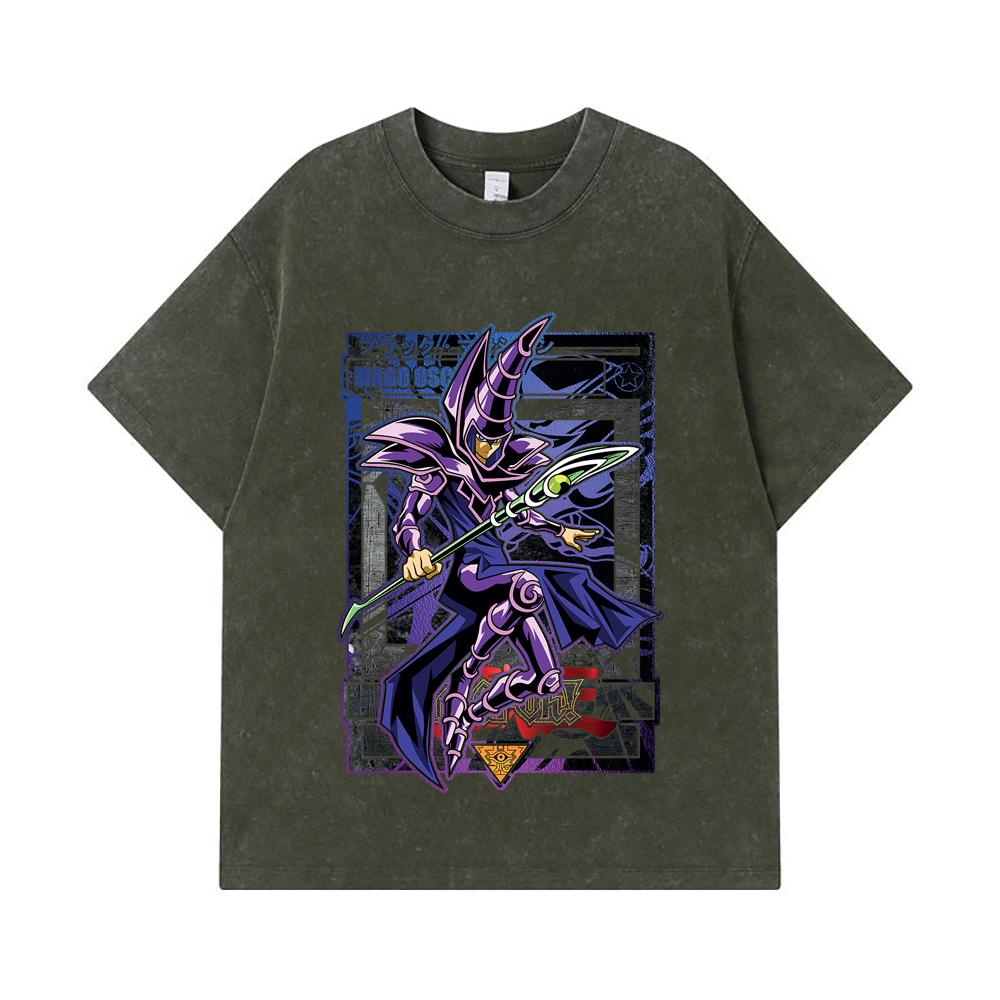 275 GSM Washed T-shirts 100% Cotton Yu-Gi-Oh V5 Mago Oscuro Print Unisex Heavy Cotton T Shirt