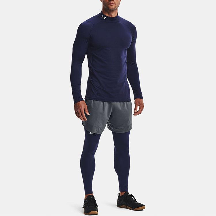 Under Armour Coldgear® Armour Fitted Casual Sports Breathable Slim Fit Long Sleeve T-Shirt Men tops Dark-Blue 1366066-410