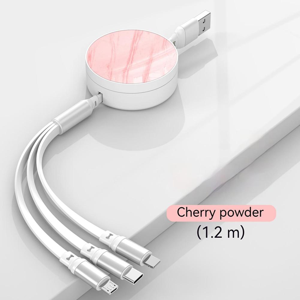 Retractable 66w 3-in-1 Usb Charge Data Cord 5-level Telescopic Fast Charging Data Cable