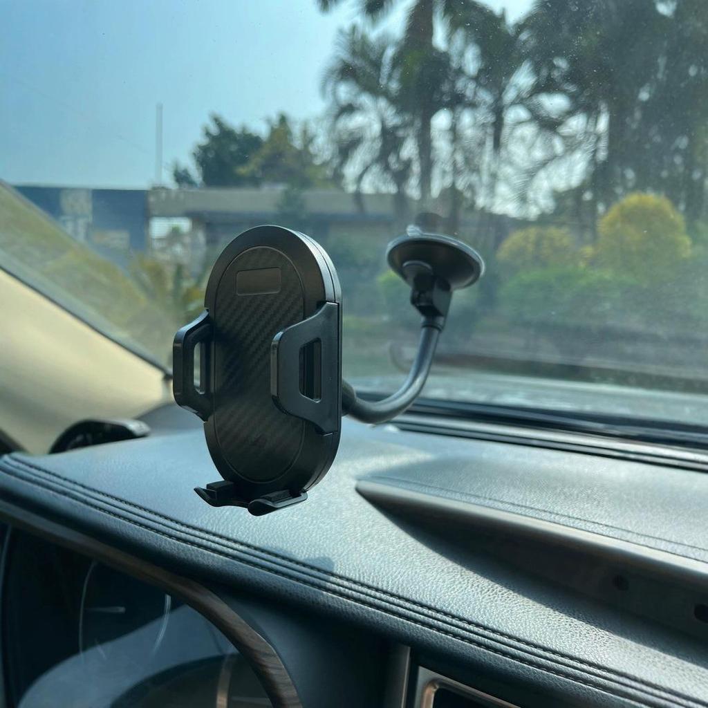 Flexible Long Arm and Suction Cup Car Phone Holder with Auto-Locking Feature
