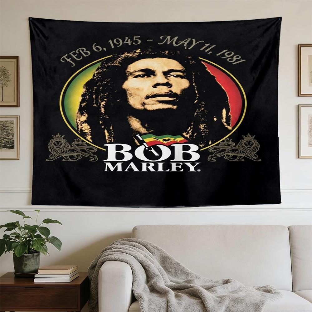 Bob Marley Reggae One Love Reggae Legend Polyester Wall Hanging Tapestry, Aesthetic Home Decor for Bedroom Dorm Photo Backdrop
