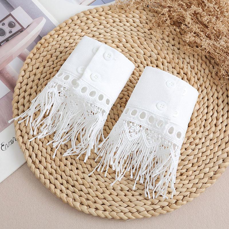 Women Detachable Sleeve Fake Cuffs Female Lace Pleated Flare Sleeve False Cuffs Ruffles Wristband Decorative Accessory
