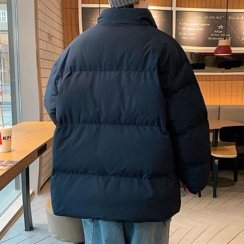 Autunno Inverno Nuova Moda Manica Lunga Collo Alto Tinta Unita Parka Abbigliamento da Uomo Coreano Bottone Caldo Versatile Semplicità Tendenza Top