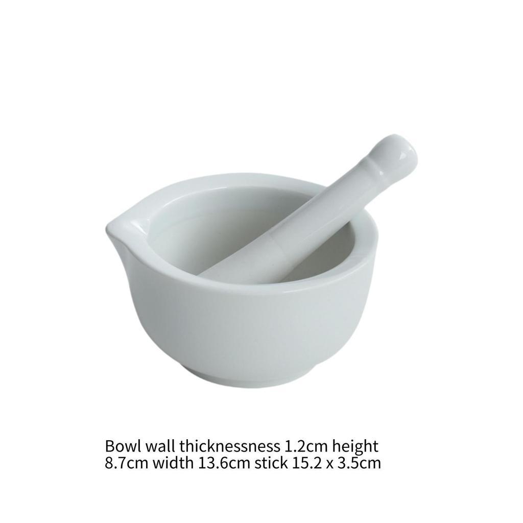 Pottery Grinding Bowl Manual Tool Sturdy Jar for Fruits Rice Garlic White