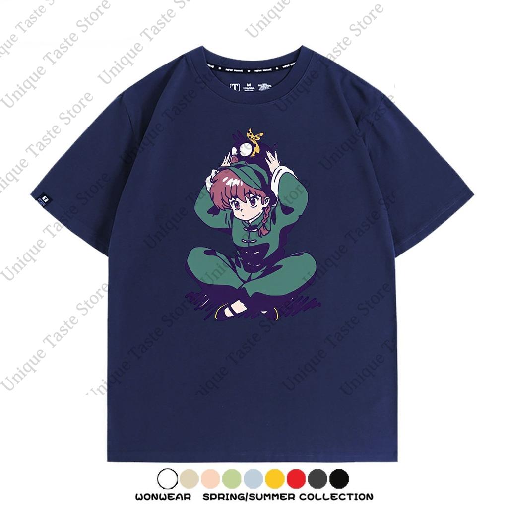 Anime Ranma ½ T Shirt Ranma NibunnoIchi Ranma Cartoon Print Tshirt Unisex Women Cotton Short Sleeve Tee Harajuku Fashion Tops