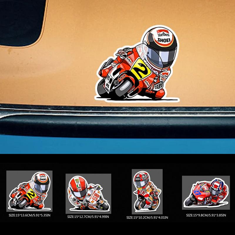 Creative anime motorcycle and rider personalized car laptop stickers, car motorcycle bicycle sun protection and waterproof stickers decoration