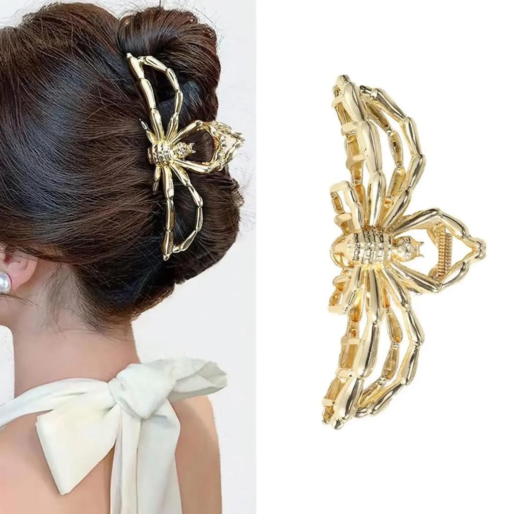 New  Halloween Spider Skeleton Hair Claw Clips for Women Jewelry Accessories Black Silver Gold Large Barrette Party Headwear