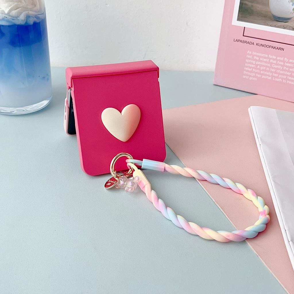 Gradual Change of Color Love Applies To Samsung ZFlip8/6 Folding Screen Mobile Phone Case ZFlip7/5 Case Film Center Shaft Protective Case