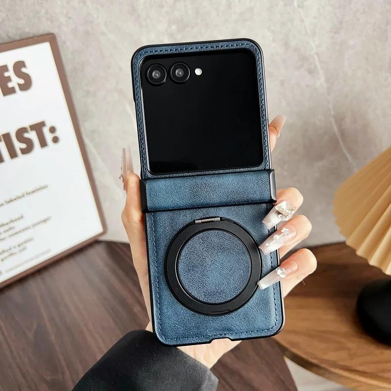 Retro Skin-friendly PU Leather Phone Case For Motorola Moto Razr 70 50 Ultra 60 Razr 2026 2025 2025 Rotable Holder Protect Cover