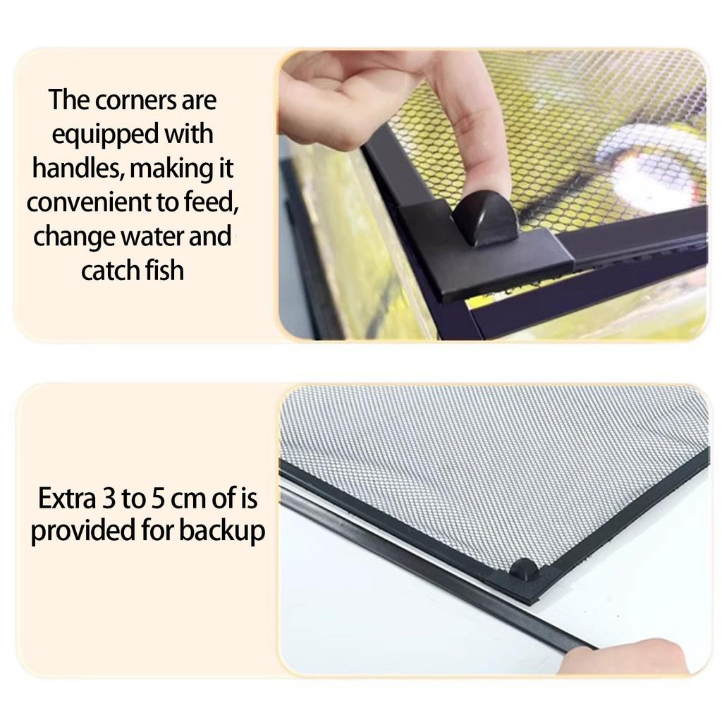 Magnetic Aquarium Anti Jump Mesh Cover Invisible Fish Tank Safety Net For Escape Proof Reptile Enclosure Polyester Fiber Screen