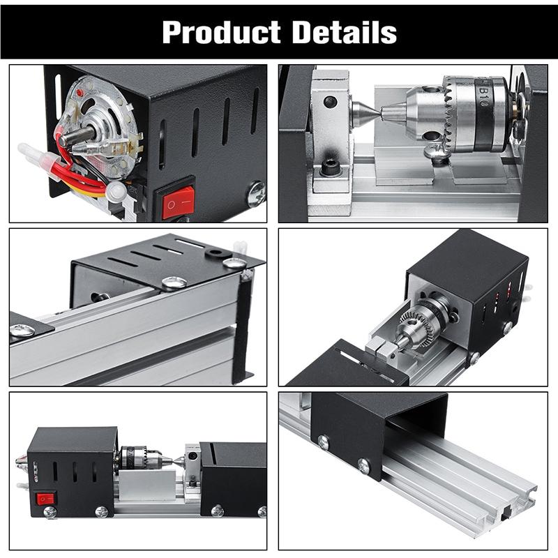 200W 110V-240V Diy Woodworking Tool Milling Grinding Polishing Carving Drill Rotary Tool Set Wood Lathe Mini Lathe Beads Machine