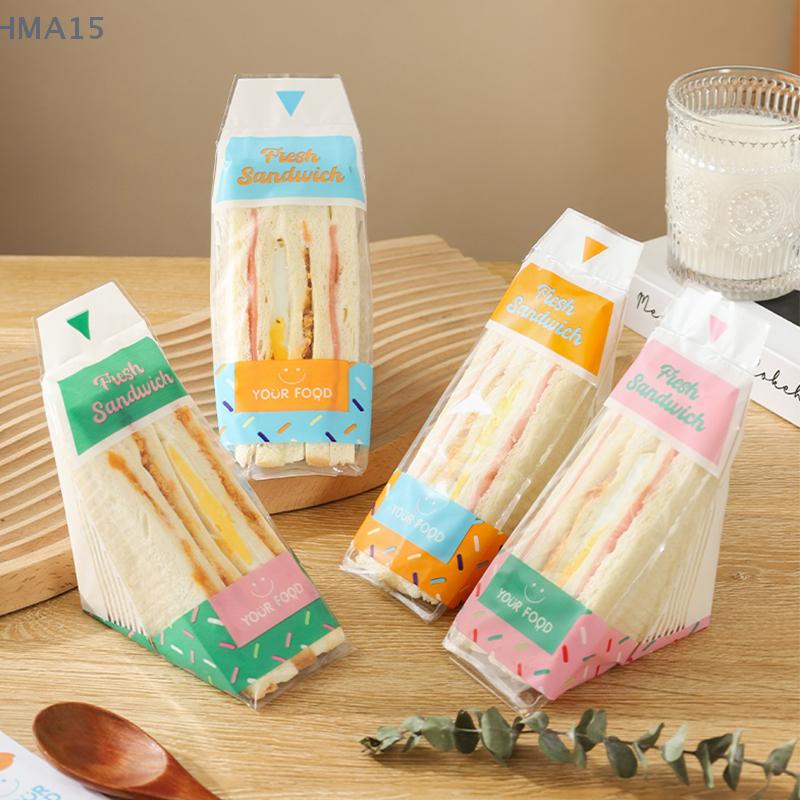 100 pezzi di involucri per sandwich speciali monouso facili da strappare trasparenti triangolari per torte e pane