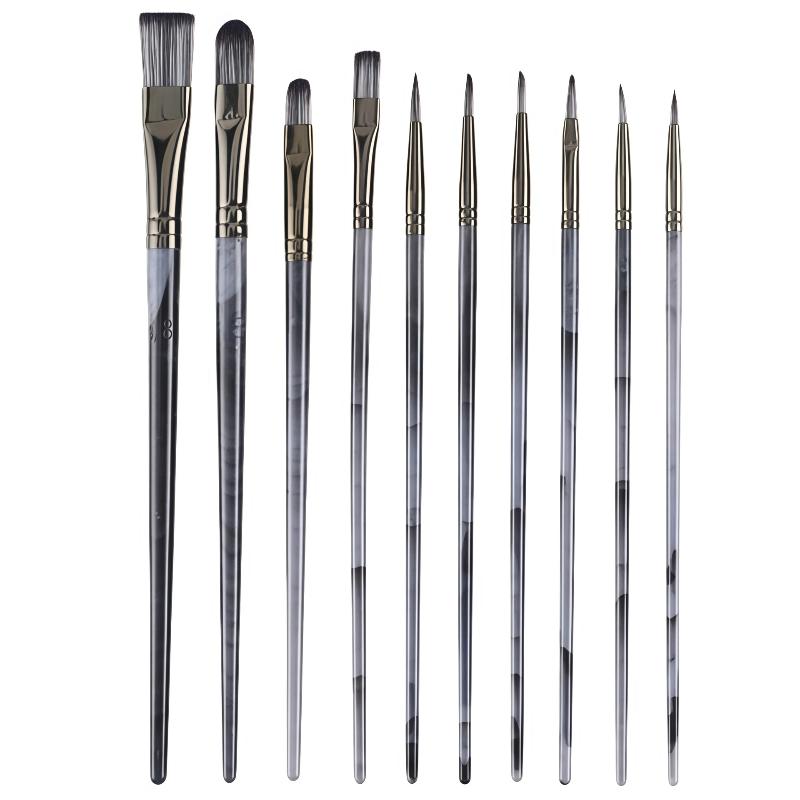 10Pcs Professional Colorful Oil Painting Brushes Nylon Hair Artist Paint Brush Set Watercolor Acrylic Paintbrush