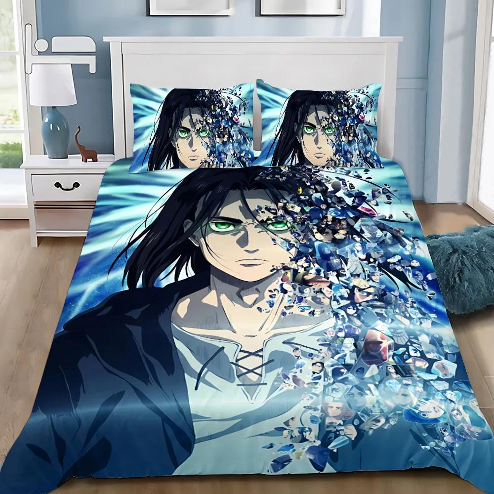 Cartoon Anime Attack On Titan Duvet Cover Pillowcase Bedding Set Adult Boy Girl Bedroom Decoration Children Single Double Size